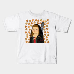 Mona Lisa loves Pizza Kids T-Shirt